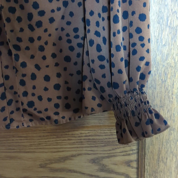 Shein Curve Long Sleeve Elastic Lantern Sleeve Leopard Print Brown Blouse 0XL - Picture 3 of 7